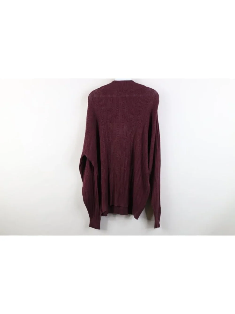 Vtg 90s Streetwear Mens Large Silk Ribbed Cable Knit Mock Neck Sweater Purple